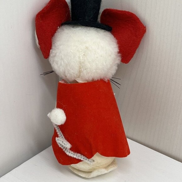 Vintage Christmas White Red Flocked Felt Mouse Mice Tree Ornaments Made in Japan - Picture 11 of 16